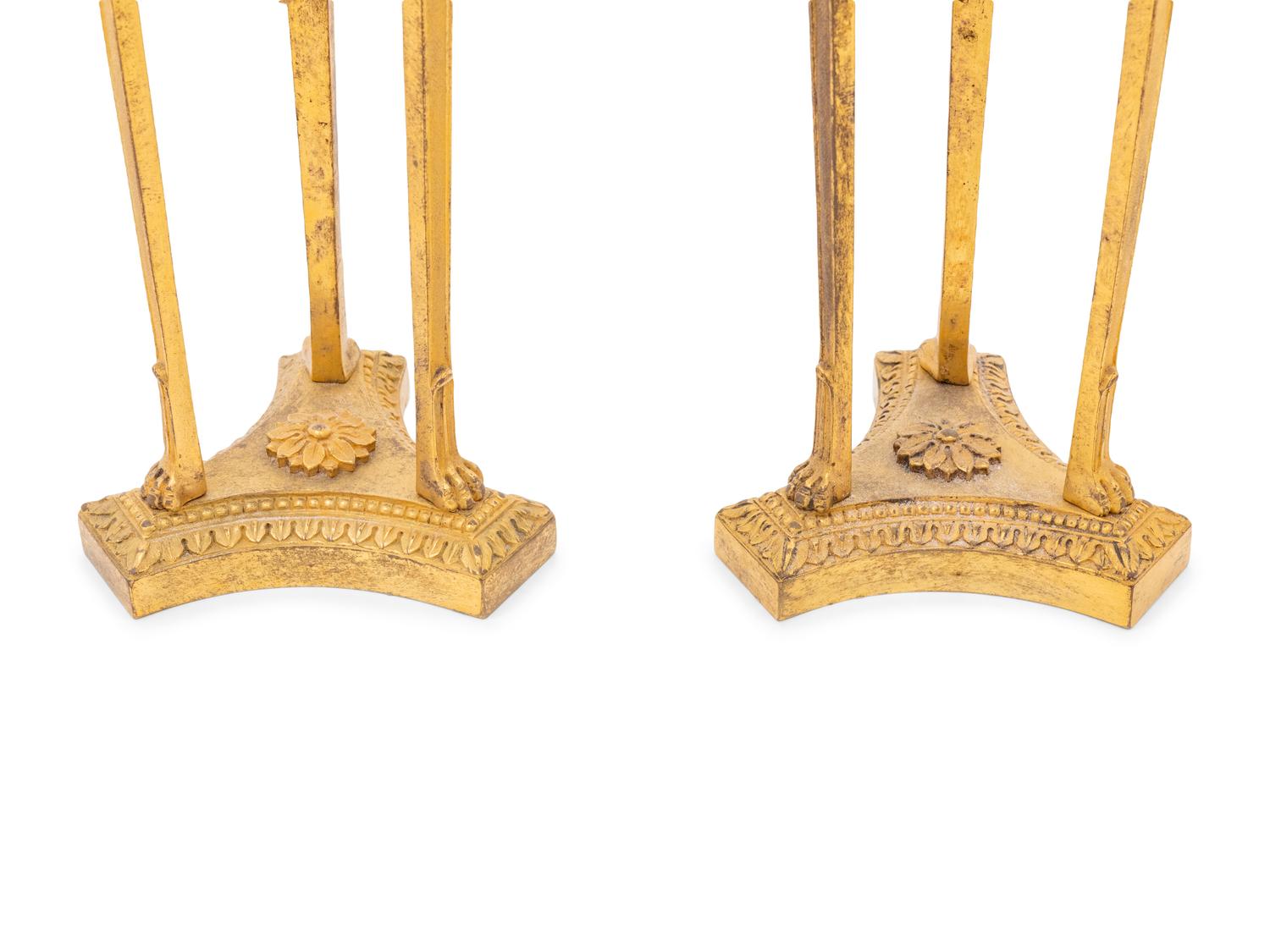 A Pair of Empire Style Gilt and Patinated Bronze Cassolettes