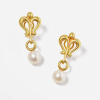 A Pair of 18K Yellow Gold and Pearl Earrings and a Mikimoto Pearl Necklace