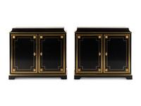 A Pair of Custom Gilt Bronze Mounted Ebonized Cabinets