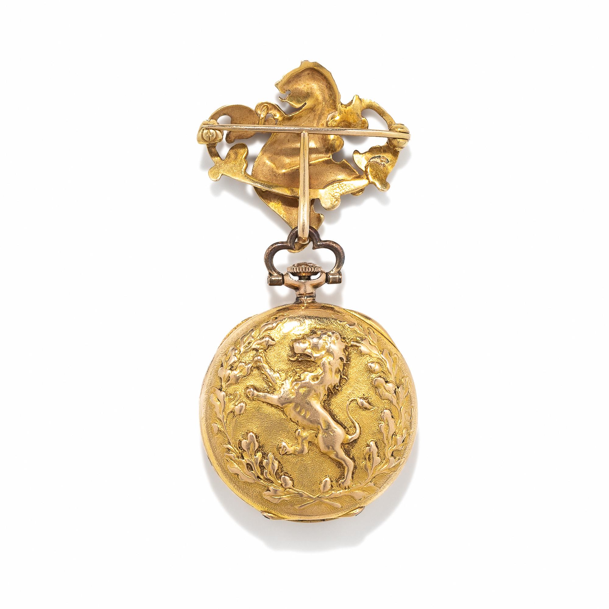 TIFFANY & CO., ART NOUVEAU, GOLD LAPEL WATCH