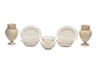 Six Reticulated Creamware Articles