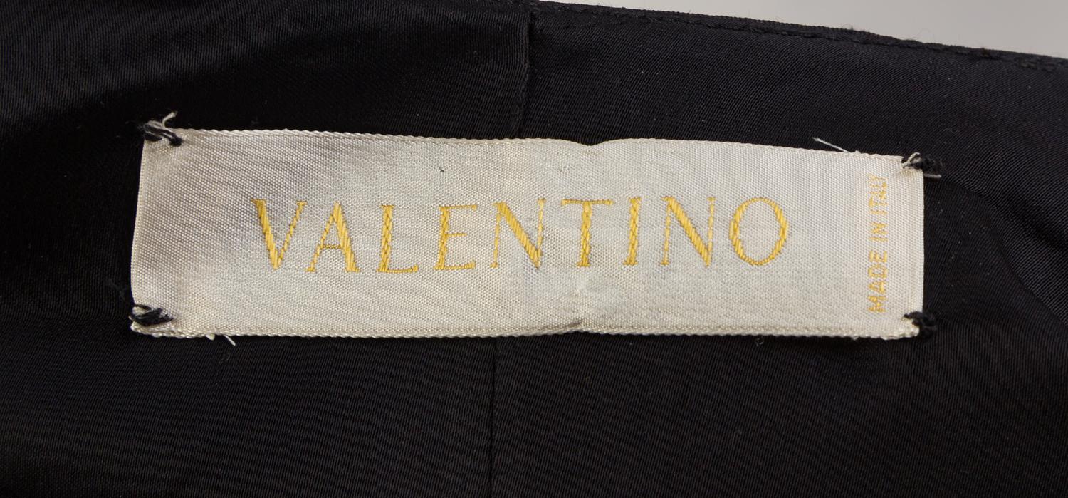 A Valentino Black Raw Silk Evening Skirt Suit, Skirt size 12; Jacket size 12.