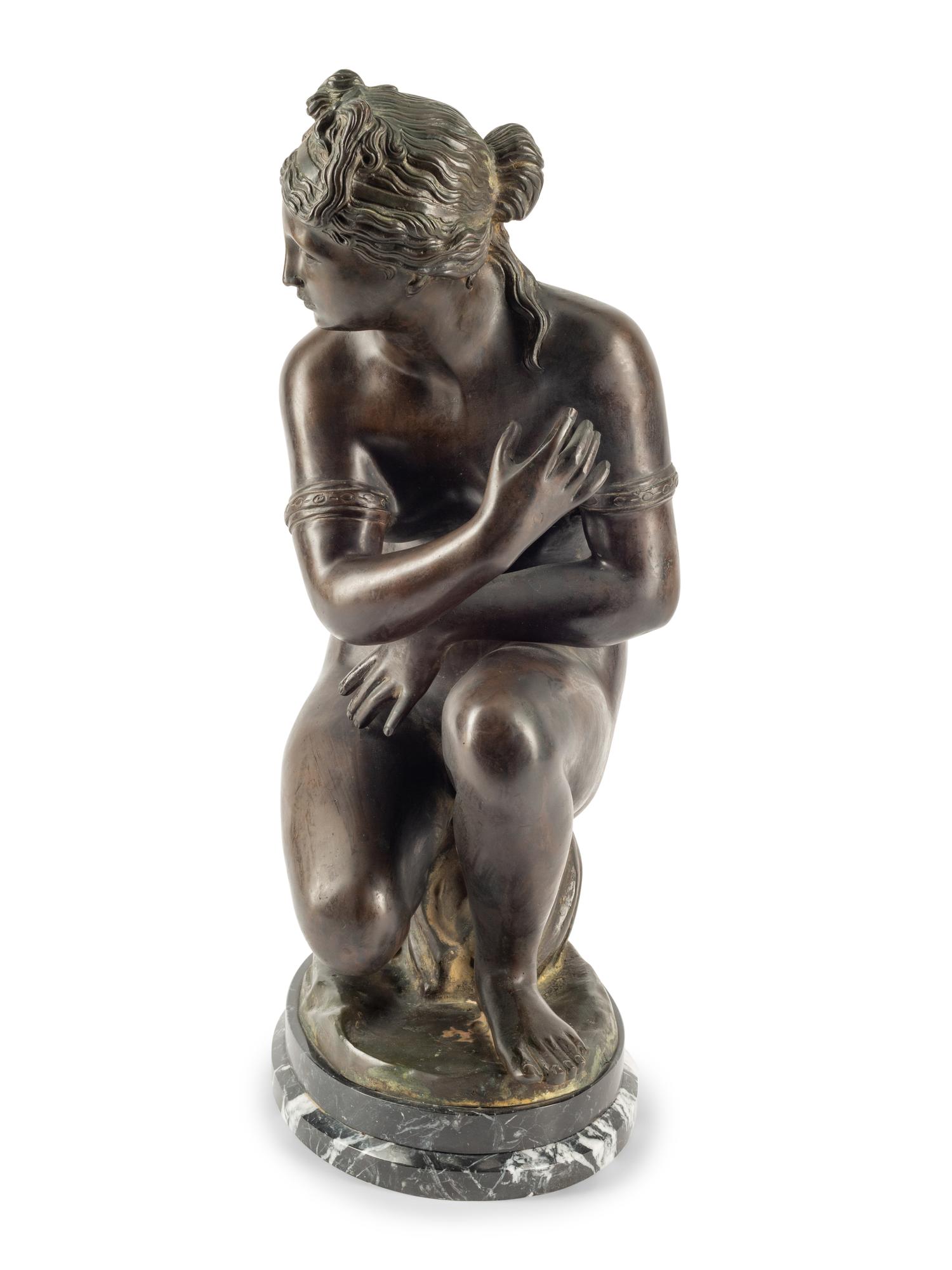 A Continental Bronze Crouching Venus