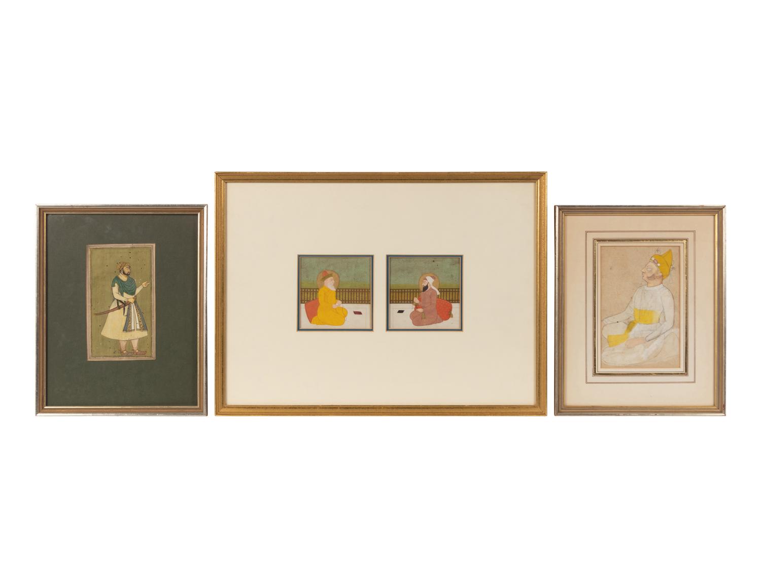 Three Framed Indian Paintings Depicting Figures