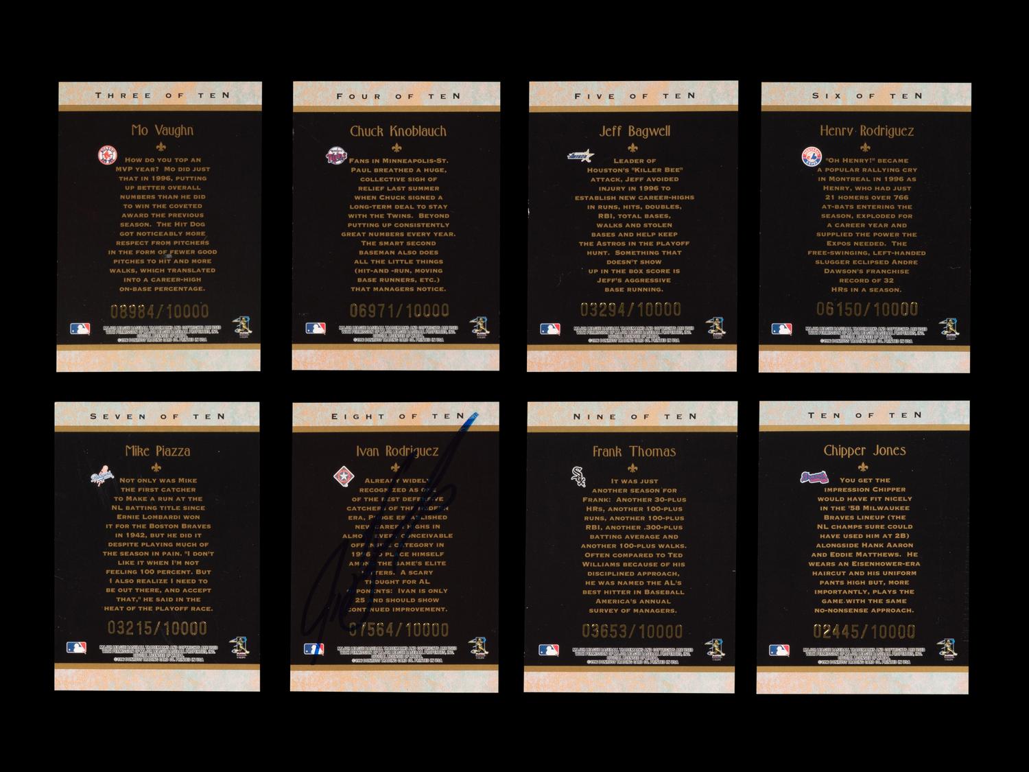 A Group of Eight 1997 Donruss Diamond Kings Signed Autograph Baseball Cards,