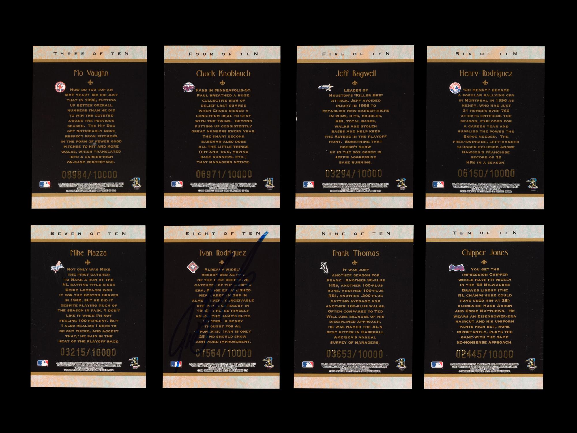 A Group of Eight 1997 Donruss Diamond Kings Signed Autograph Baseball Cards,