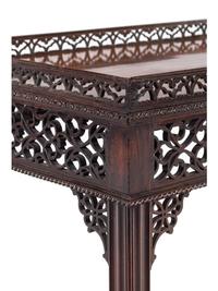 A George III Chinese Chippendale Style Carved and Figured Mahogany Silver Table