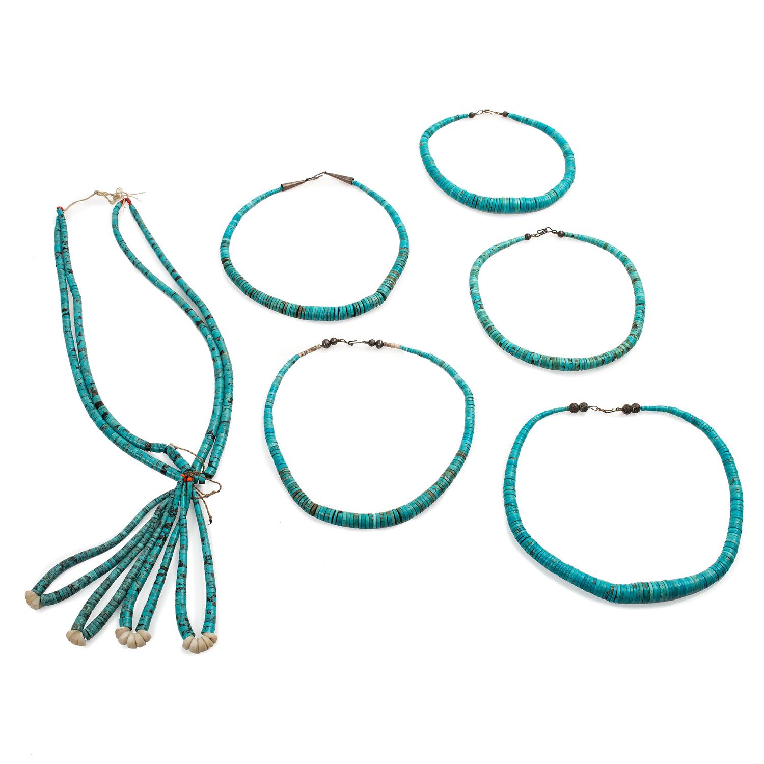 Pueblo-Style Rolled Turquoise Necklaces