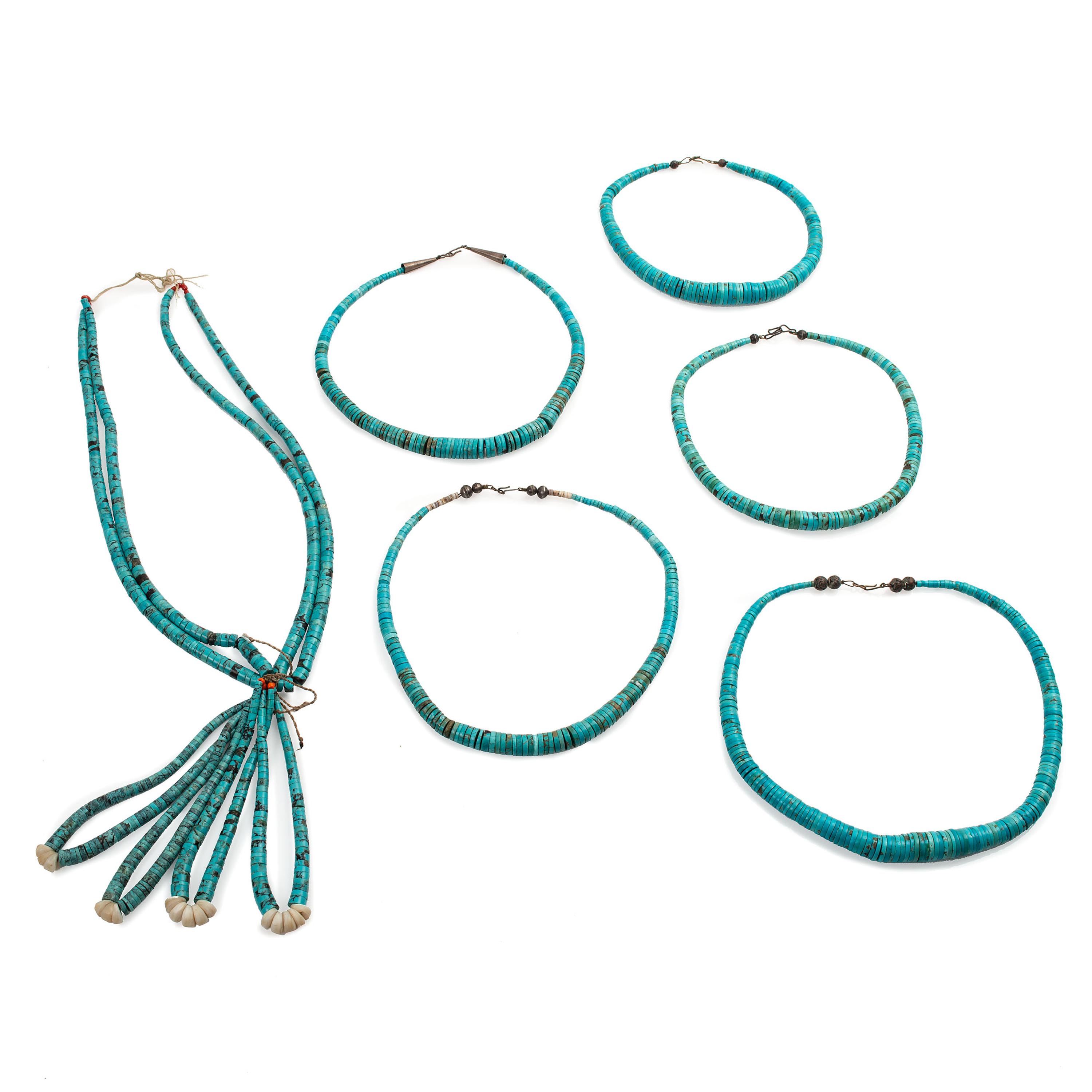 Pueblo-Style Rolled Turquoise Necklaces
