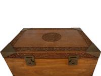 A Korean Brass Mounted Carved Hardwood Blanket Chest