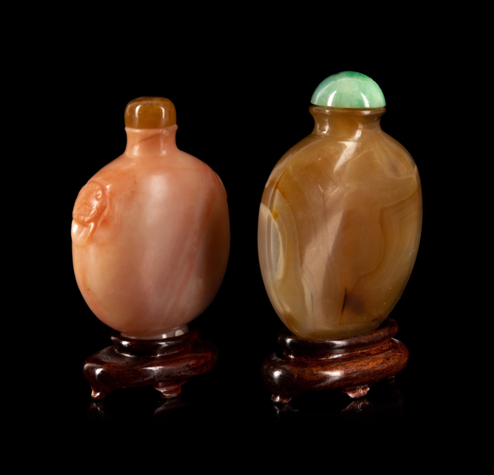 Two Chinese Agate Snuff Bottles