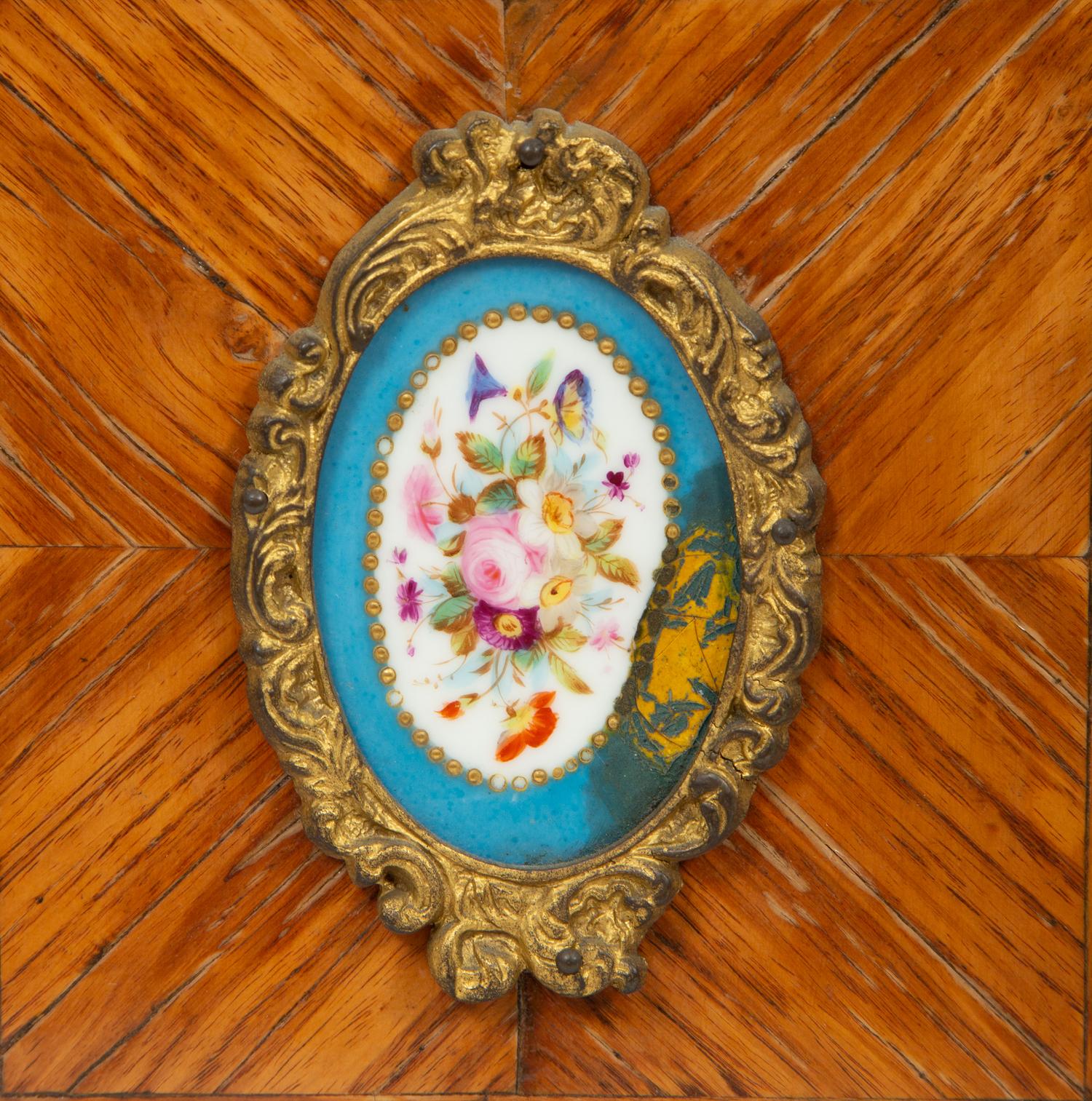 A French Gilt Bronze and Sevres Style Porcelain Mounted Kingwood Jardinière