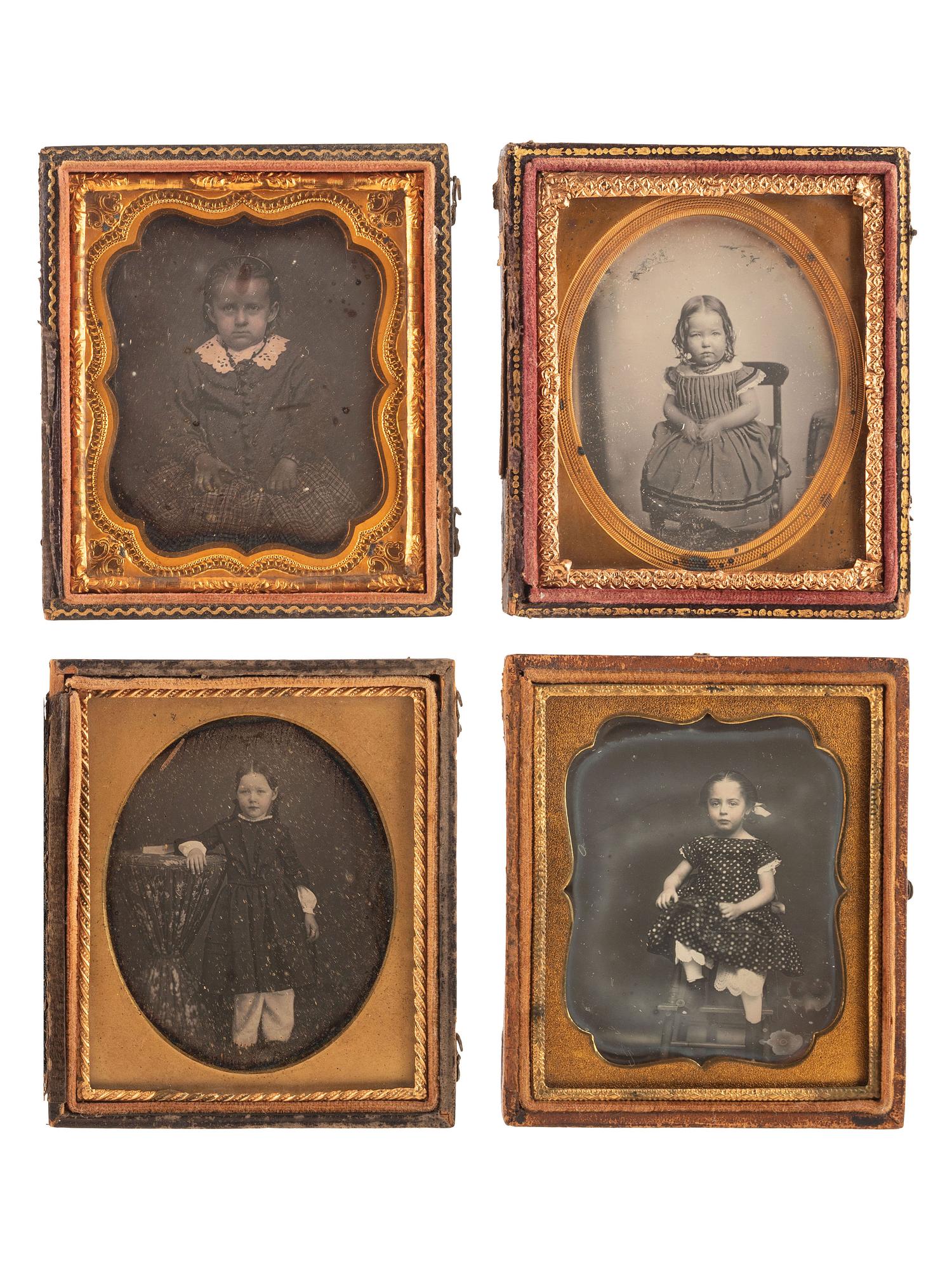 [EARLY PHOTOGRAPHY]. A group of 22 daguerreotype portraits of female children, including: