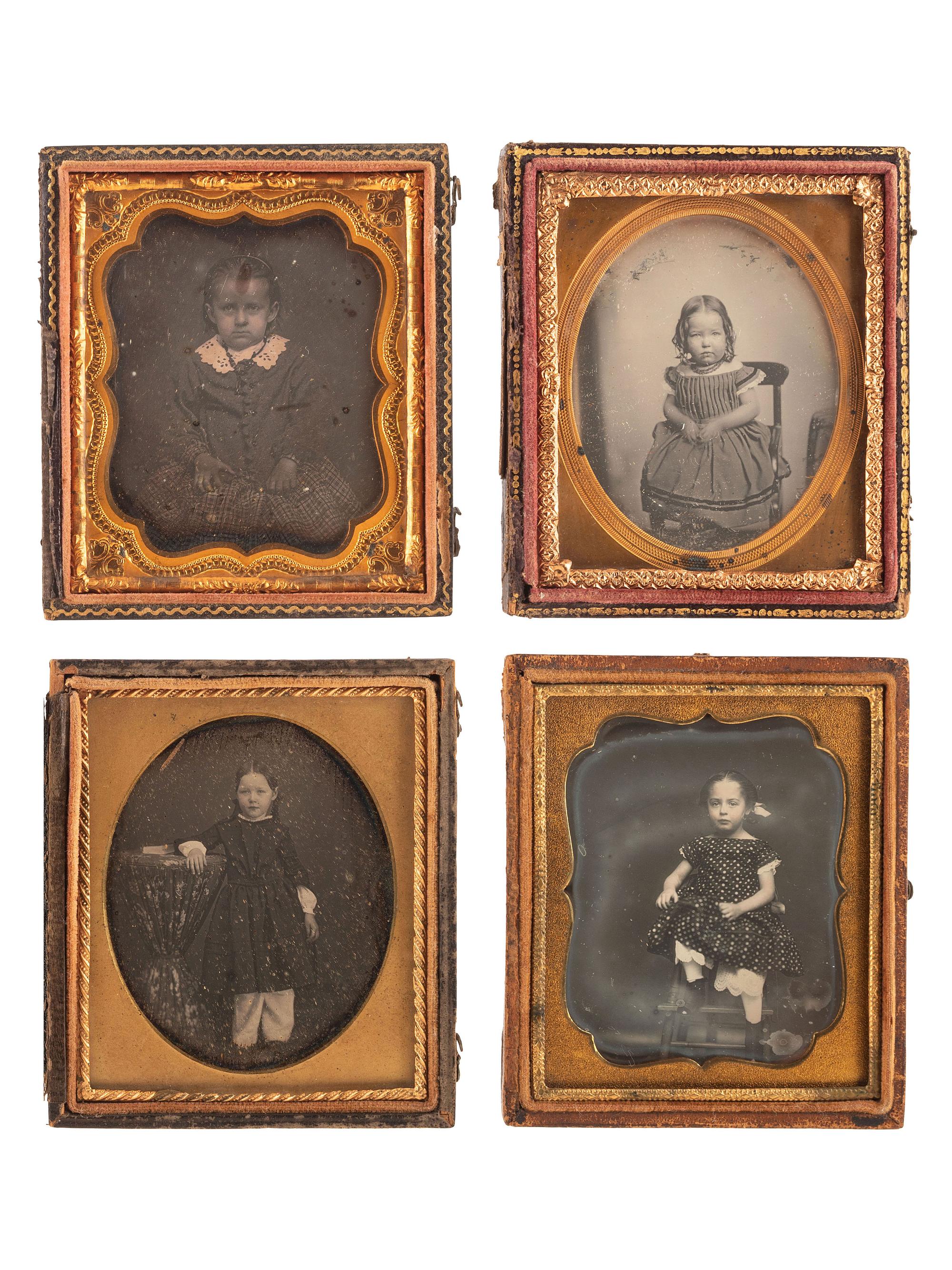 [EARLY PHOTOGRAPHY]. A group of 22 daguerreotype portraits of female children, including:
