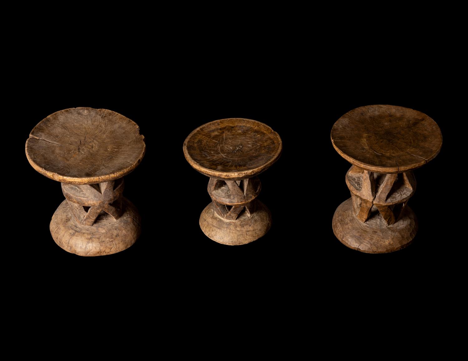 Three Tonga Wood Stools