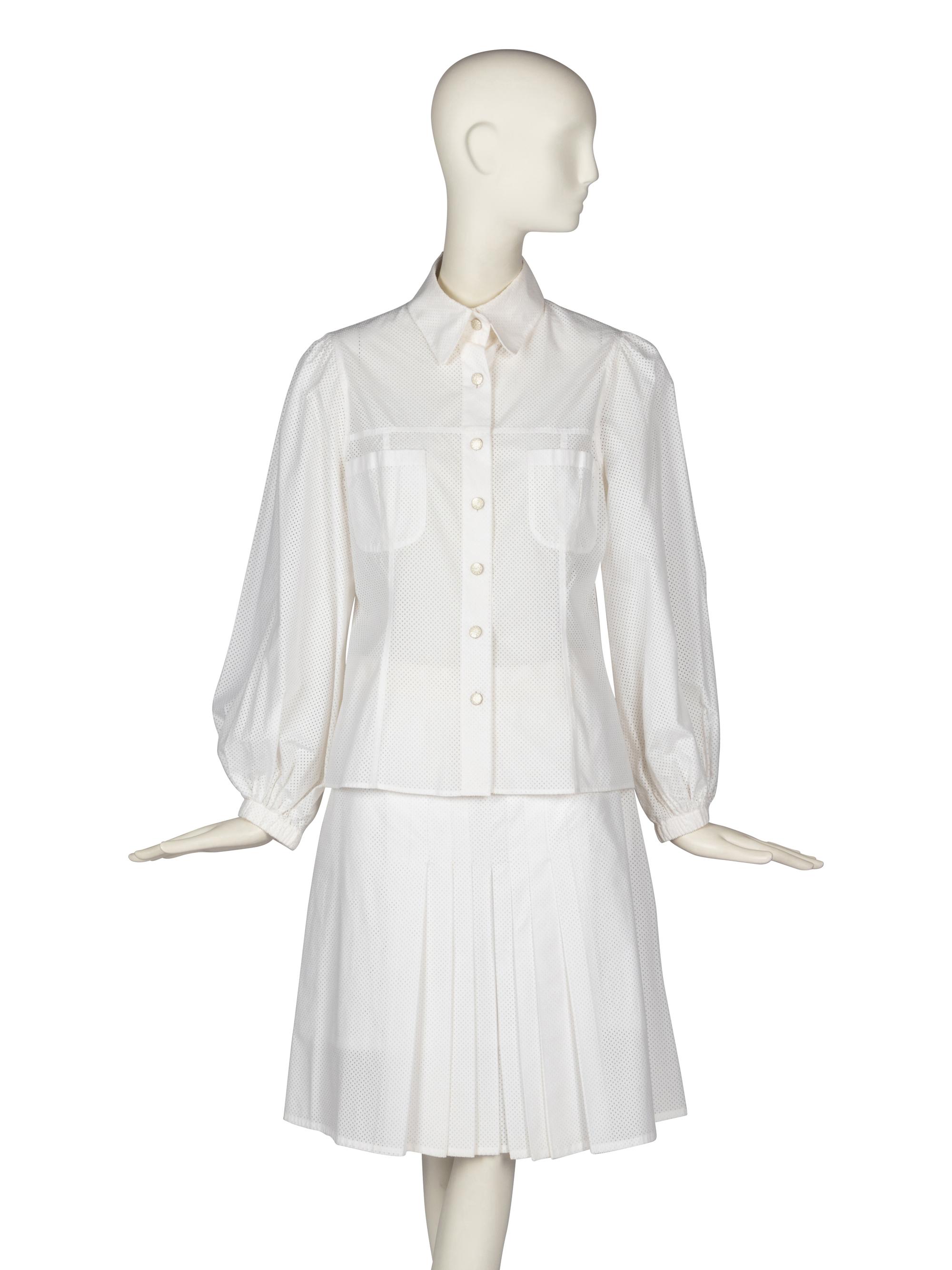Chanel Eyelet Blouse and Skirt