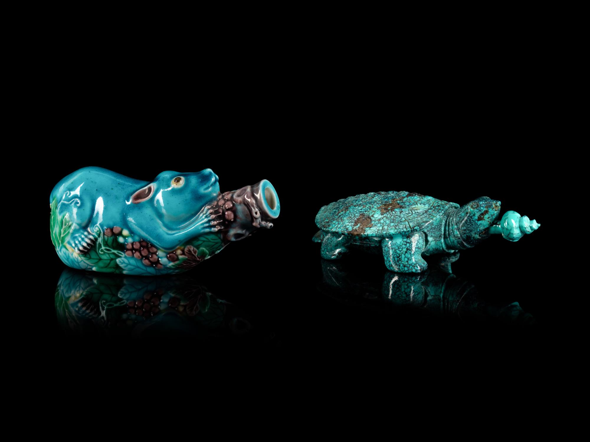 Two Chinese Animal-Form Snuff Bottles