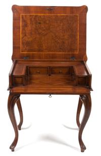An Italian Parquetry Decorated Flip-Top Desk Height 30 x width 30 x depth 22 inches. — SECOND HALF 20TH CENTURY
