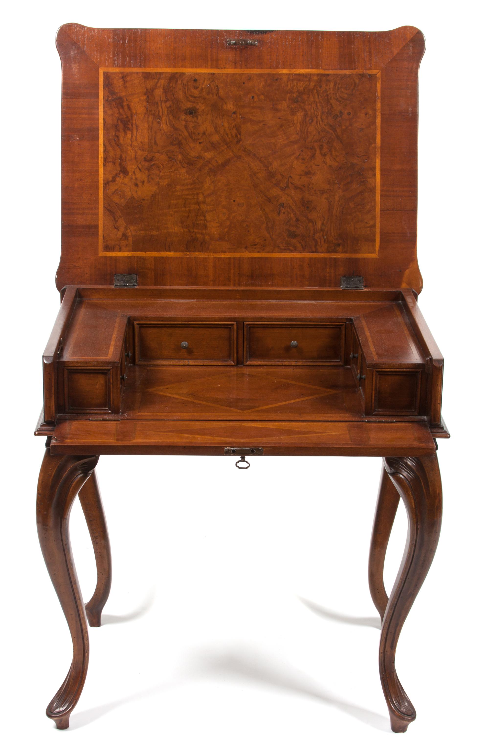 An Italian Parquetry Decorated Flip-Top Desk Height 30 x width 30 x depth 22 inches. — SECOND HALF 20TH CENTURY
