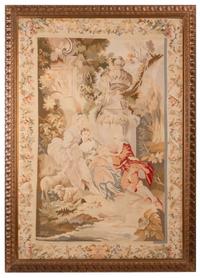 A Pair of Framed Aubusson Style Tapestries