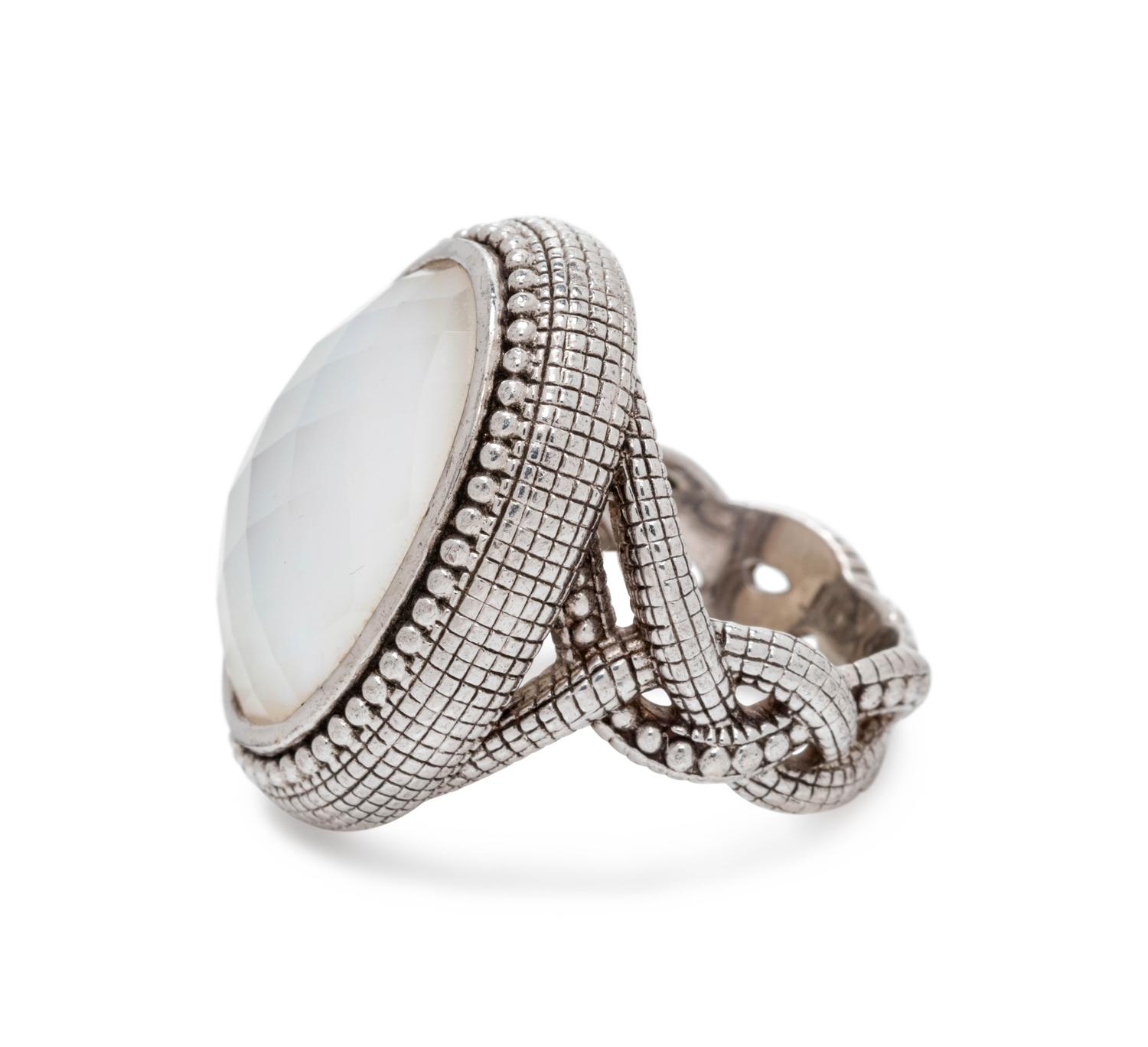 JUDITH RIPKA, MOTHER-OF-PEARL DOUBLET RING