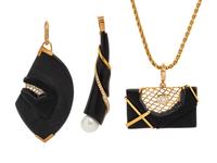 COLLECTION OF ABSTRACT PENDANTS AND CHAIN