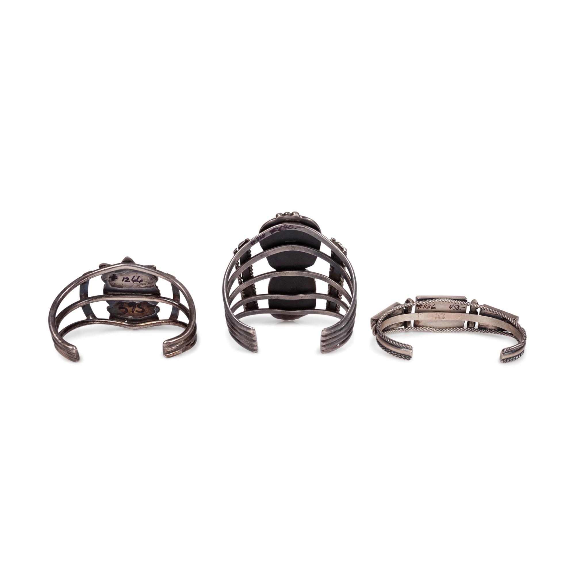 Navajo Silver and Turquoise Cuff Bracelets