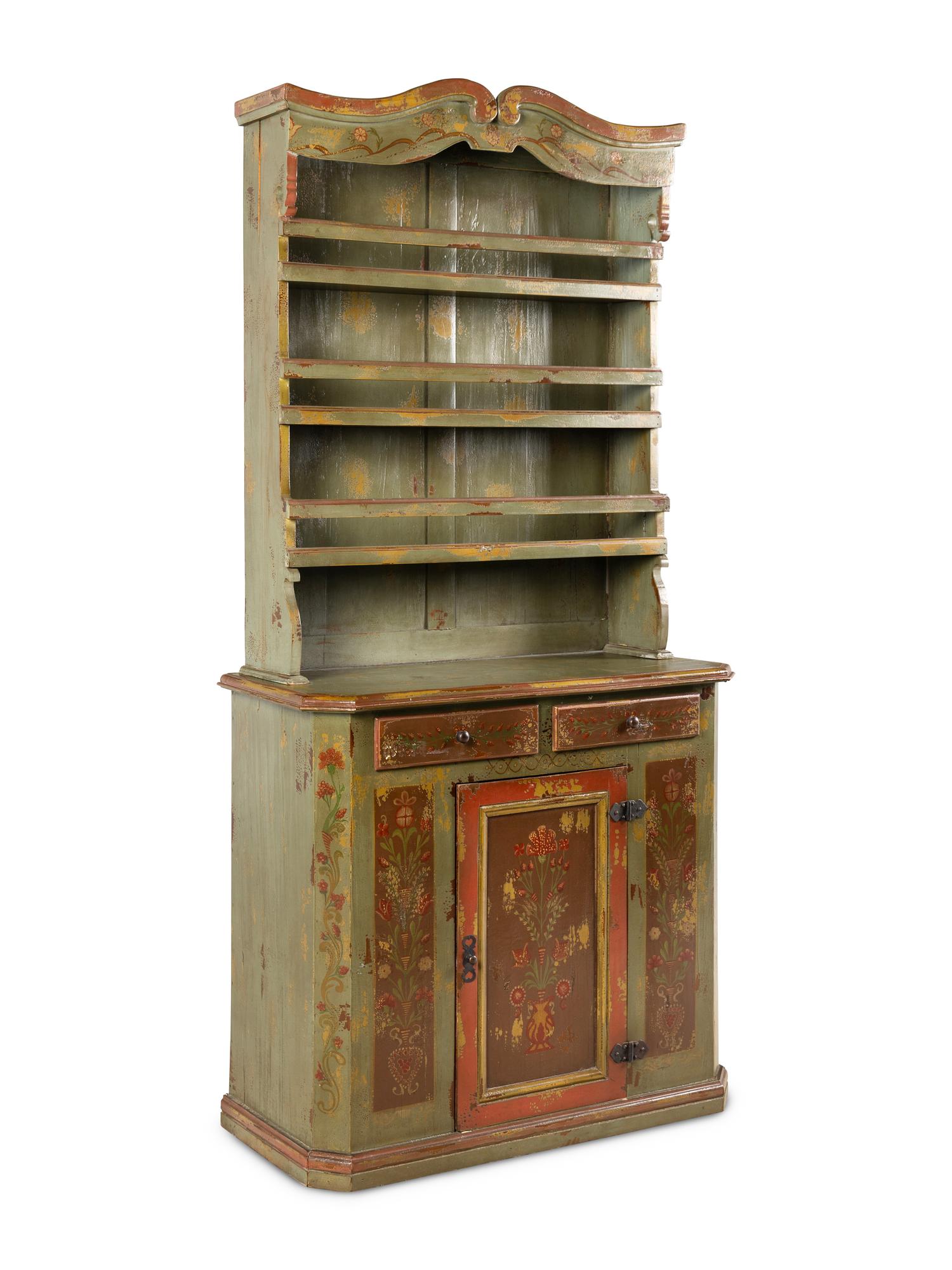 A Scandinavian Painted Step-Back Cupboard