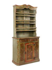 A Scandinavian Painted Step-Back Cupboard