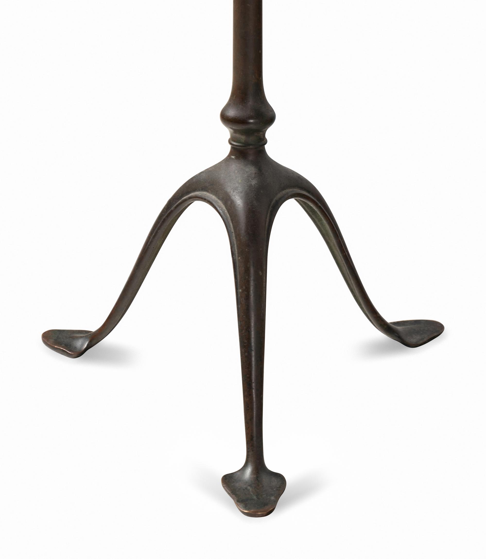 A Tiffany Studios Model 423 Style Bronze Harp Floor Lamp