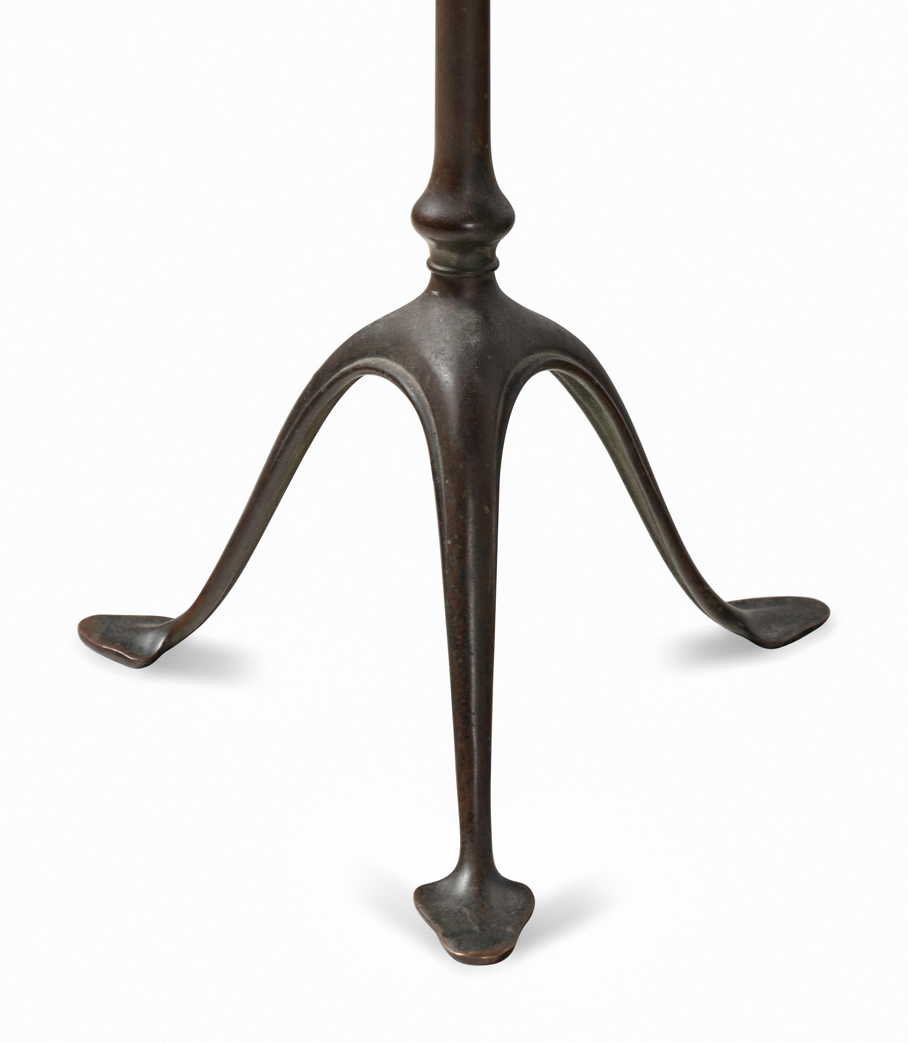 A Tiffany Studios Model 423 Style Bronze Harp Floor Lamp