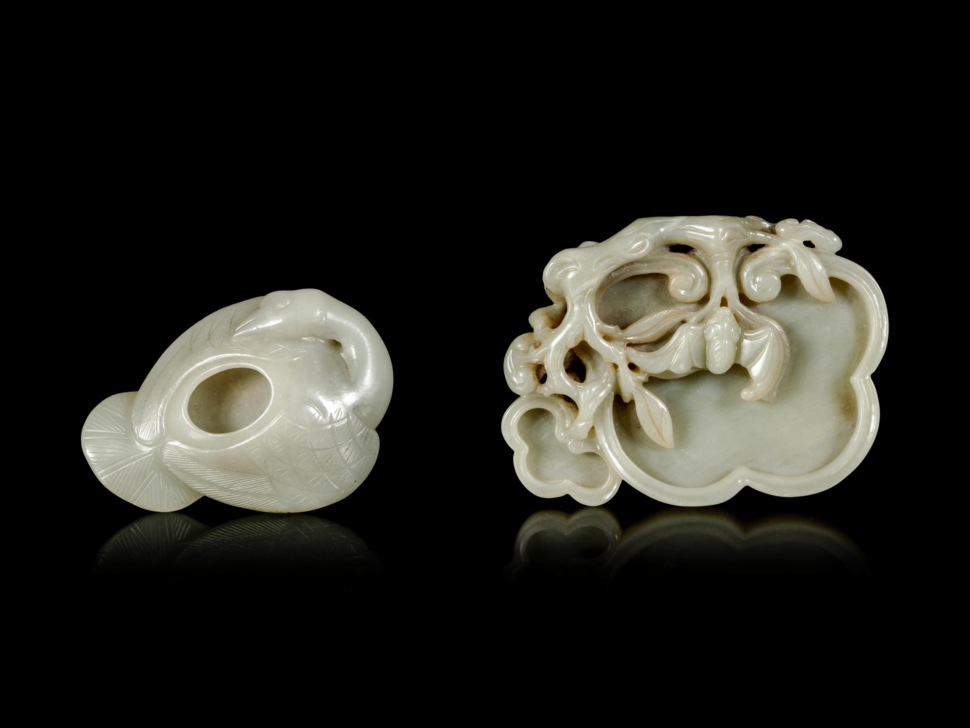 Three Chinese Celadon Jade Scholar's Objects