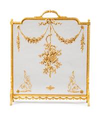 A Louis XVI Style Gilt Bronze Fire Screen