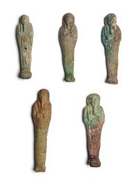 Five Egyptian Faience Ushabtis