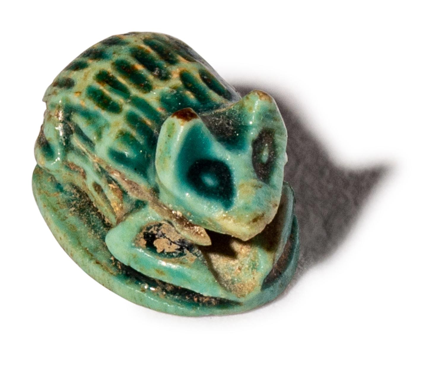 Four Egyptian Faience and Jasper Hedgehog Scaraboids