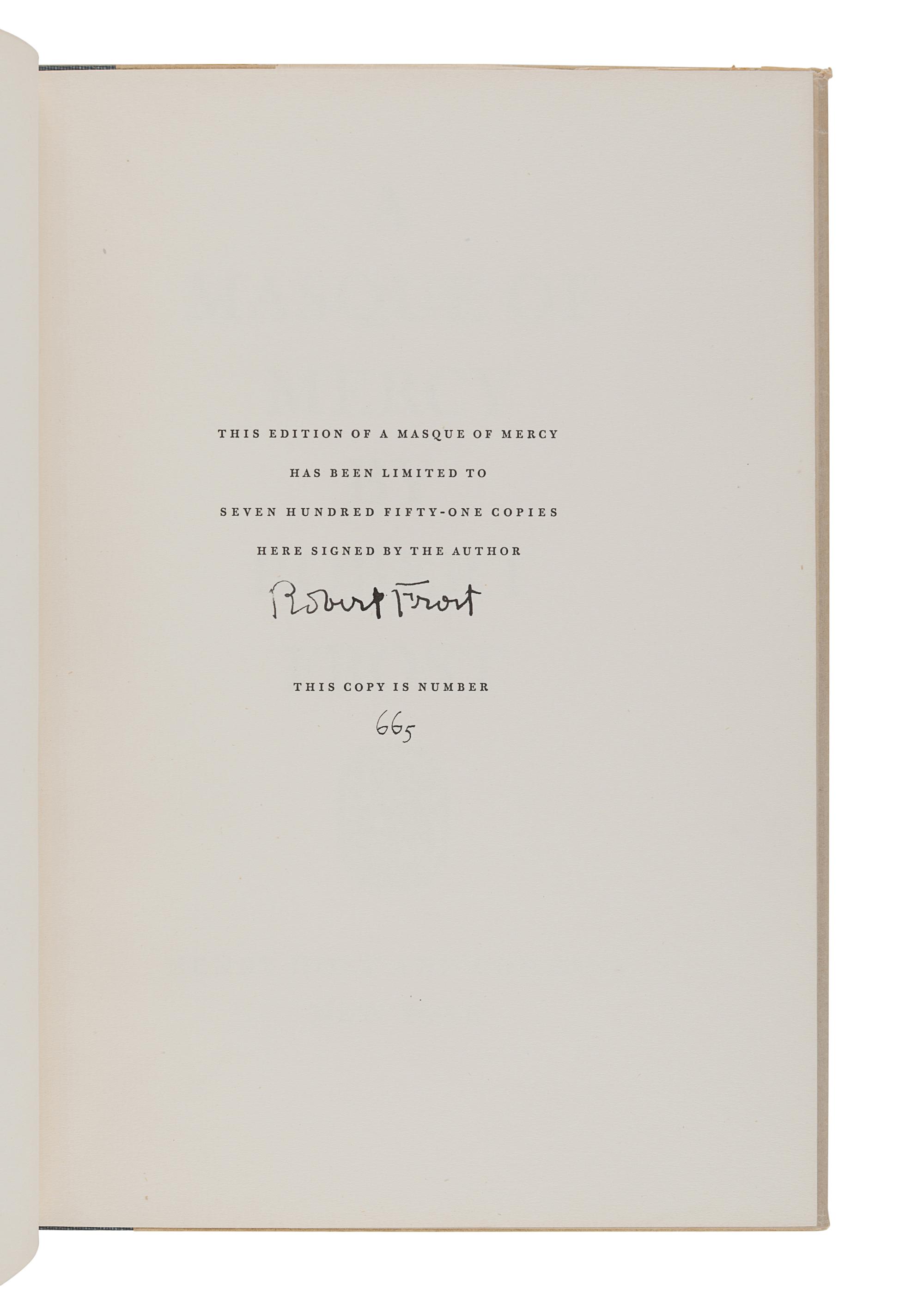 FROST, Robert (1874-1963). A group of 7 signed limited editions, comprising: