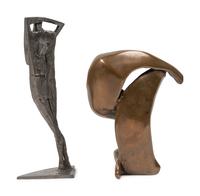 A Brass Easel and a Steel Occasional Table