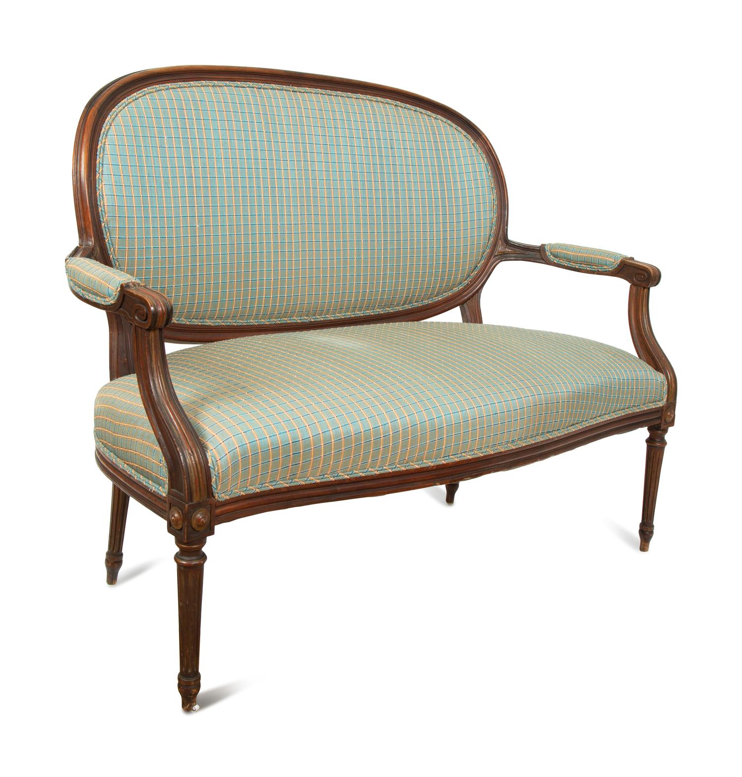 A Louis XVI Style Carved Mahogany Canape — 19TH CENTURY