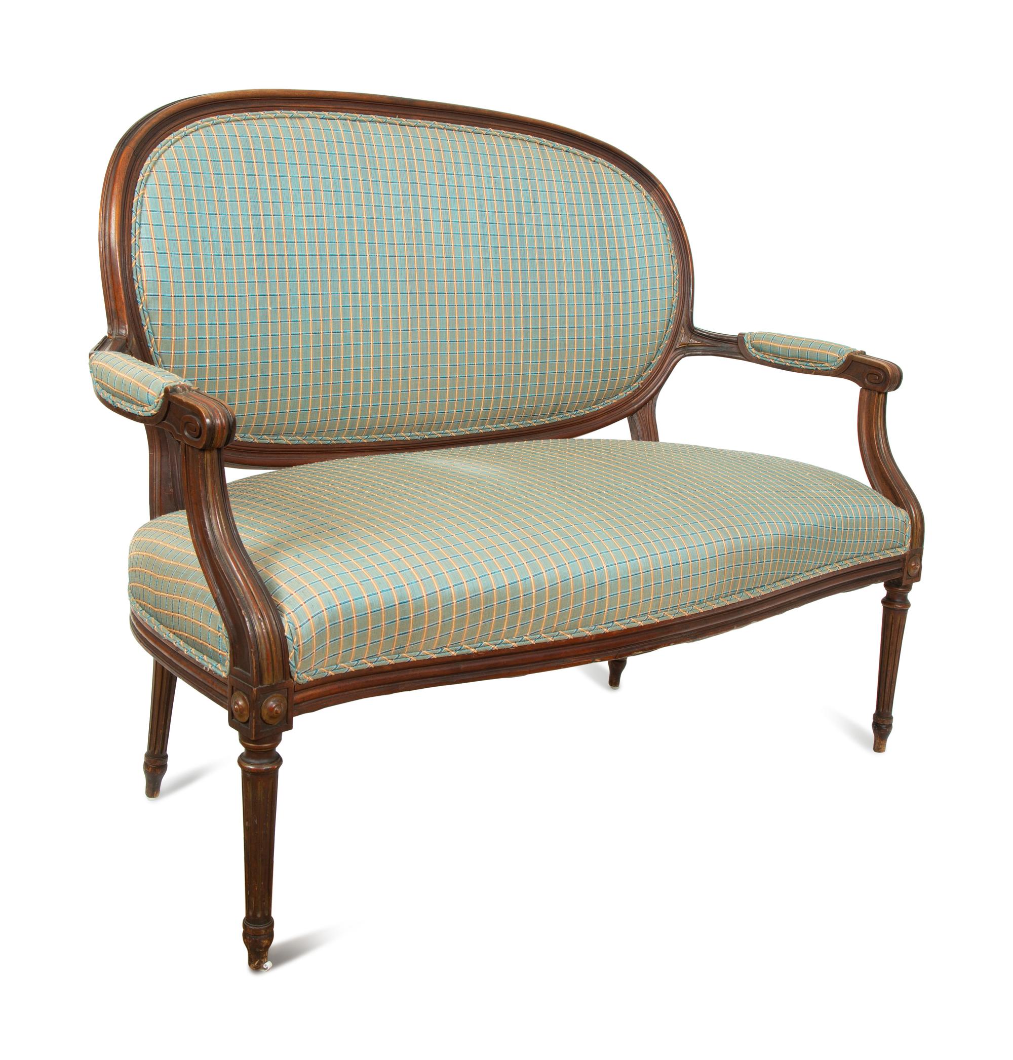 A Louis XVI Style Carved Mahogany Canape — 19TH CENTURY