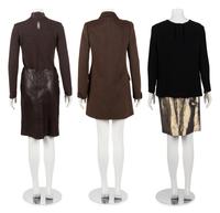Three Designer Ensembles: One Oscar de la Renta Three Piece Ensemble, One Yves Saint Laurent Skirt, One Givenchy Jacket, 1980-90s