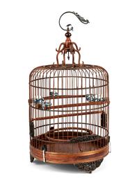 A Burlwood Inset Hardwood Birdcage