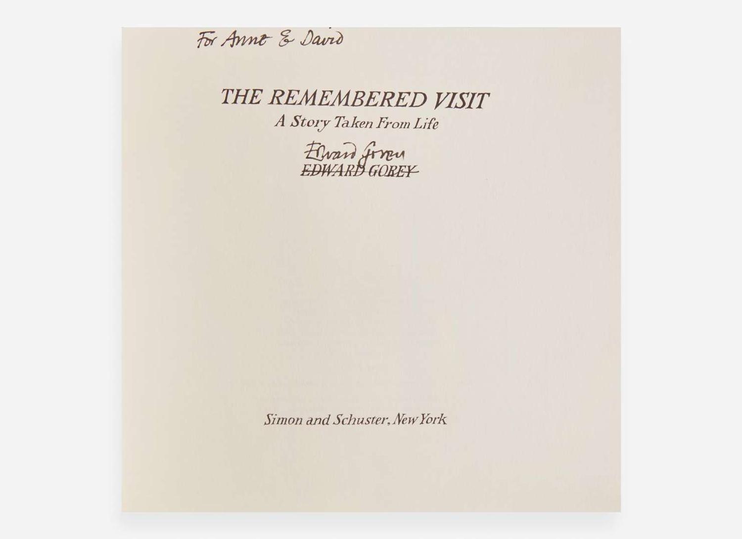 [Children's & Illustrated] Gorey, Edward: The Remembered Visit: A Story Taken From Life