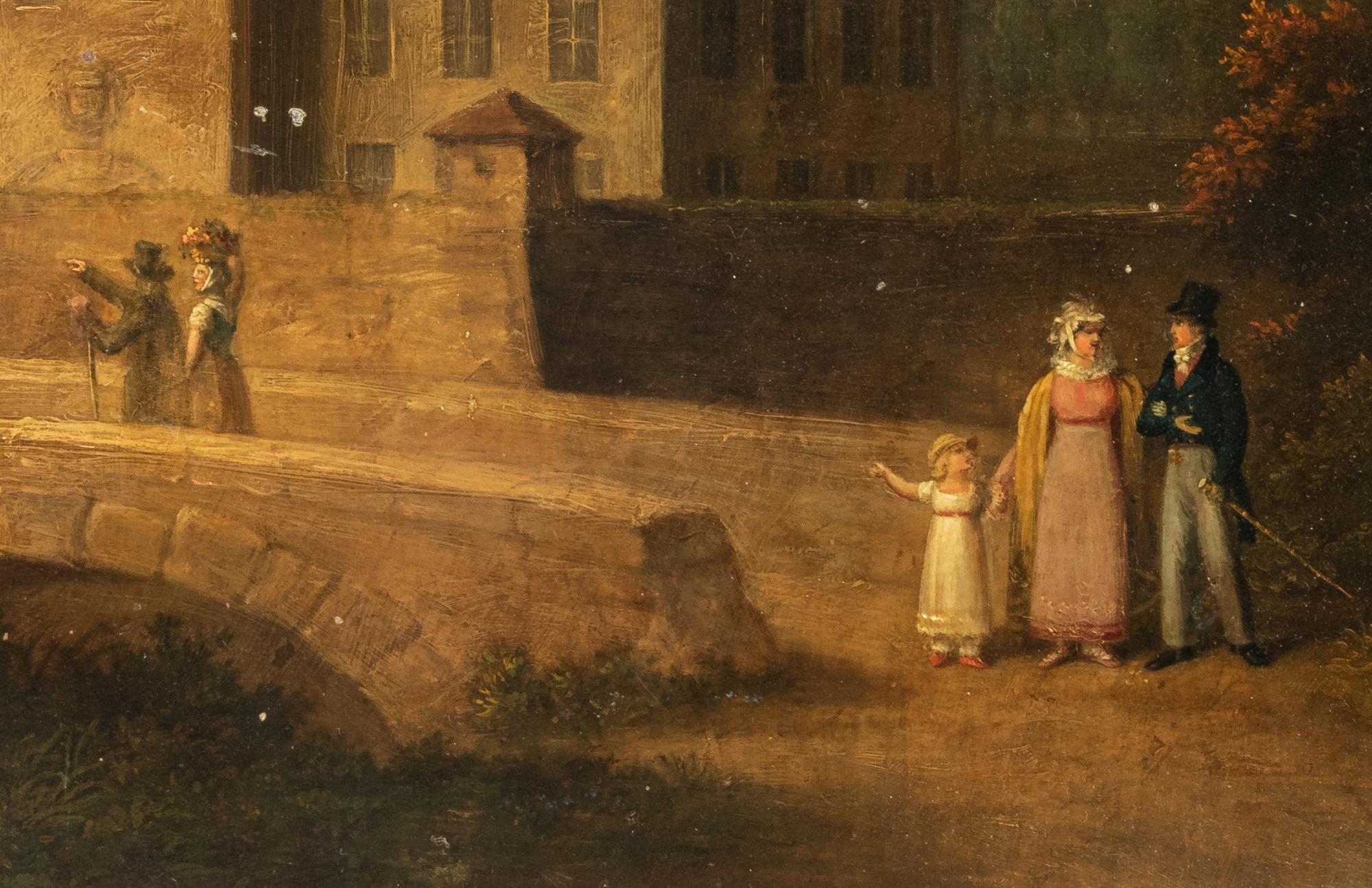 A Continental Oil on Copper Painting with an Inset Clock