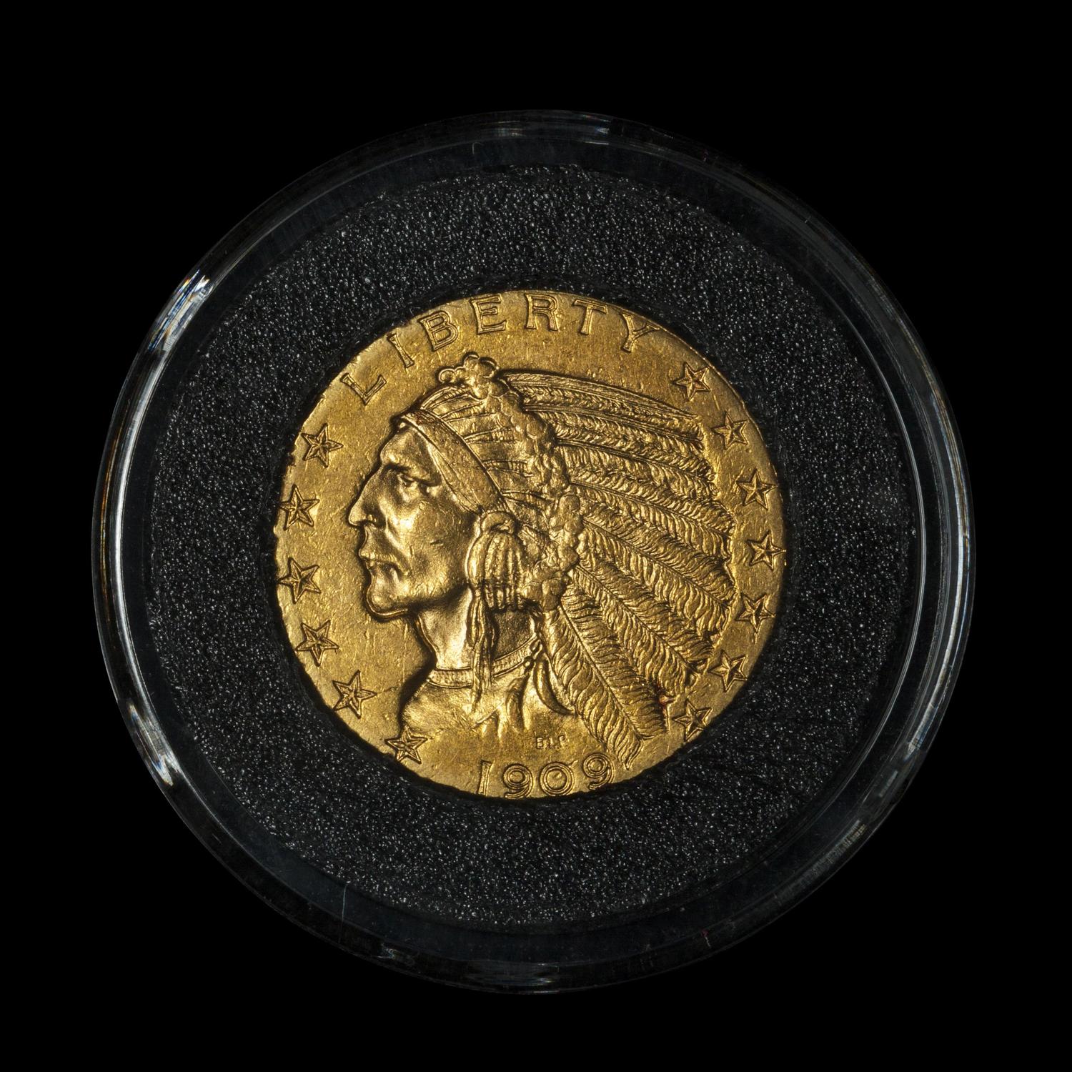 A 1909 Indian Head $5 Gold Coin