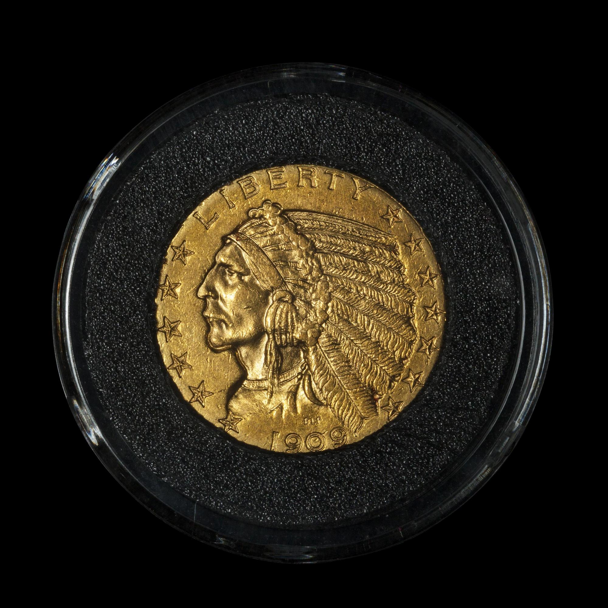 A 1909 Indian Head $5 Gold Coin