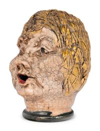 A Studio Ceramic Polychrome Glazed Musical Head