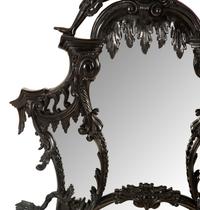 A Pair of Chinese Chippendale Style Black Painted Pier Mirrors — 20th Century