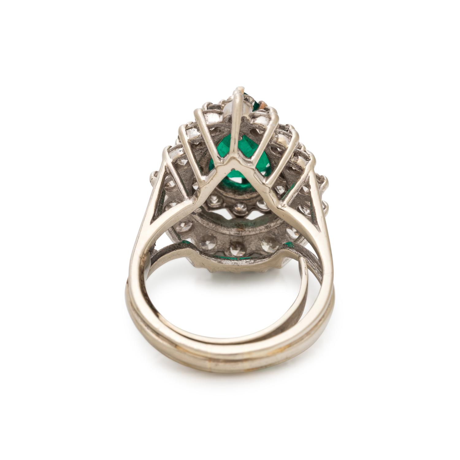 SYNTHETIC EMERALD AND DIAMOND RING