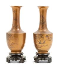A Pair of Chinese Painted Lacquer Vases
