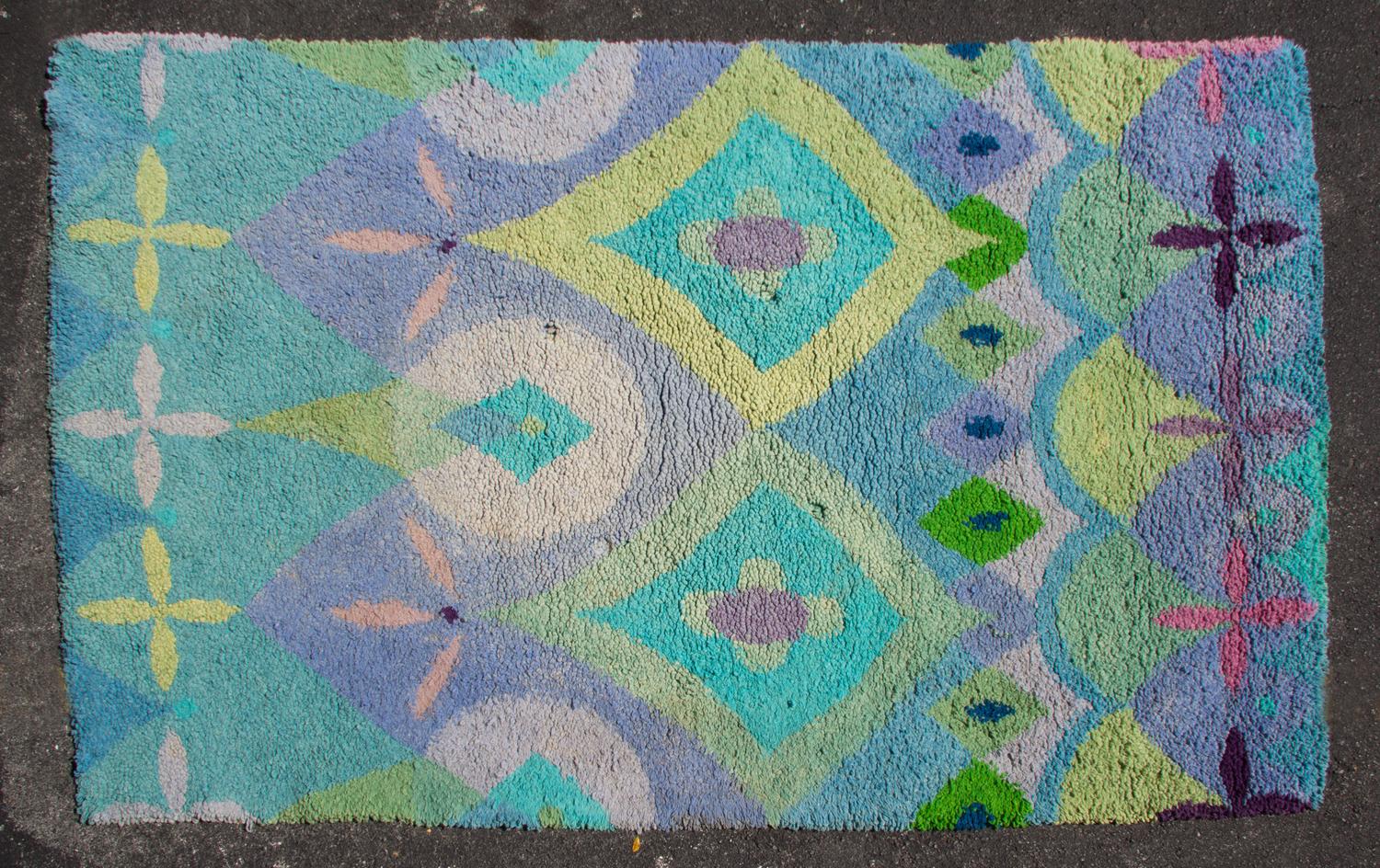 A Cynthia Sargent Hand Woven Wool Rug 9 feet 2 inches x 6 feet 10 inches. — MID 20TH CENTURY